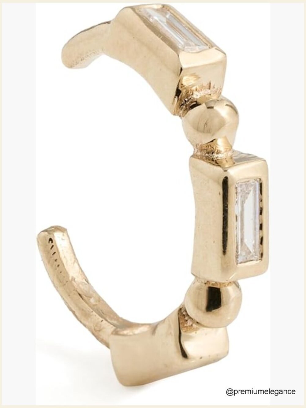 14k Gold Baguette Diamond Ear Cuff Single